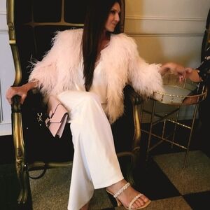 Pink ostrich feather jacket